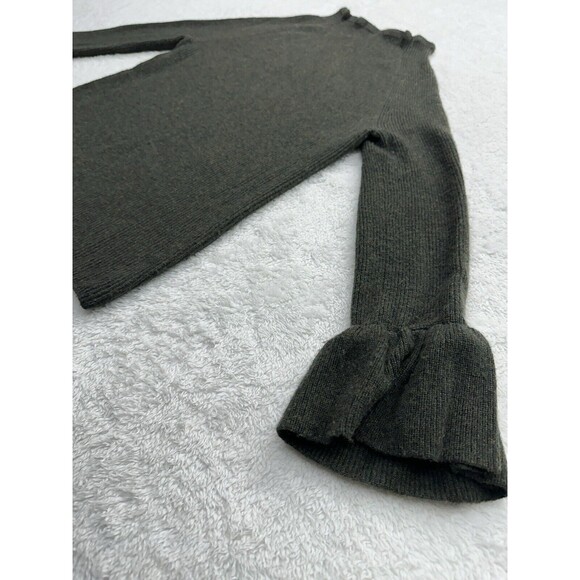 Banana Republic Sweater Merino Wool Cashmere Ruffle Mock Neck Green Womens Sm - Picture 2 of 12